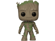 Figurine Funko Pop de Bébé Groot, un personnage arboricole des Gardiens de la Galaxie.