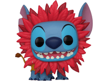 Charger l&#39;image dans la galerie, Une figurine Stitch avec des cheveux rouges hérissés, une peau bleue et une tenue jaune, sur fond noir.
