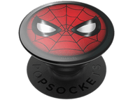 PopSockets Spider-Man avec design toile d'araignée rouge et noir, logo Marvel et base noire.