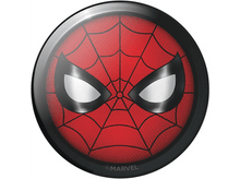 Charger l&#39;image dans la galerie, Logo du masque de Spider-Man. Motif de toile d&#39;araignée rouge, bordure noire, yeux blancs, sur fond noir.
