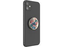 Charger l&#39;image dans la galerie, Un iPhone noir avec un PopSocket Stitch attaché, montrant un design Stitch coloré sur fond blanc.
