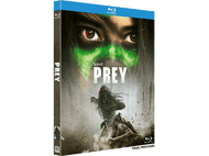 Jaquette Blu-ray du film 'Prey'. Le visage d'un extraterrestre est en arrière-plan, une silhouette avec des armes au premier plan.