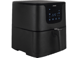 Friteuse à air noire avec affichage numérique de la température et du temps.