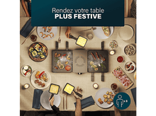 Charger l&#39;image dans la galerie, Des personnes autour d&#39;une table avec de la raclette, un grill et de la nourriture.
