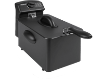 Charger l&#39;image dans la galerie, Friteuse noire avec couvercle et poignée, marque Princess. Comprend des contrôles de température.
