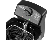 Charger l&#39;image dans la galerie, Gros plan sur une friteuse noire. Elle possède un panneau de commande avec un cadran de température.
