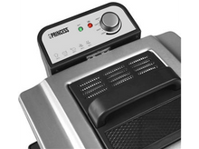 Charger l&#39;image dans la galerie, Gros plan sur le panneau de commande d&#39;une friteuse de marque Princess, argent et noir.
