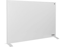 Charger l&#39;image dans la galerie, Radiateur Princess blanc avec deux pieds. Il a un design simple et est sur fond noir.
