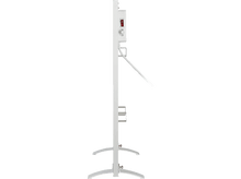 Charger l&#39;image dans la galerie, Un radiateur électrique blanc est dressé contre un fond blanc.
