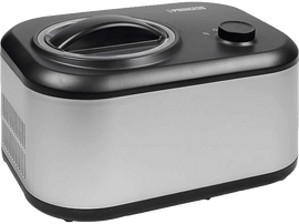 Machine à crème glacée Princess argent et noir avec couvercle noir et cadran.