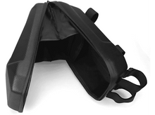 Charger l&#39;image dans la galerie, Sac de vélo noir avec fermeture éclair ouverte, montrant l&#39;intérieur.
