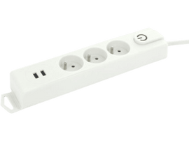 PROFILE Bloc multiprise Blanc + 2 x USB (192682)