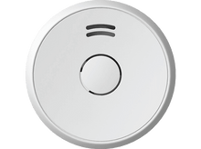 Charger l&#39;image dans la galerie, Détecteur de fumée rond blanc avec deux petits trous et un bouton central.
