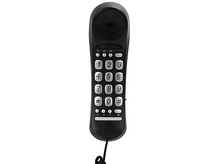 Charger l&#39;image dans la galerie, Téléphone filaire noir avec gros boutons et design incurvé.
