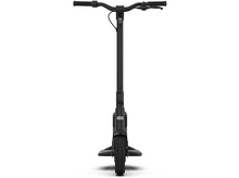 Charger l&#39;image dans la galerie, Une trottinette électrique noire face au spectateur, avec le guidon et les pneus visibles.
