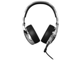 Casque circum-aural avec motif camouflage noir et blanc.