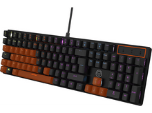 Charger l&#39;image dans la galerie, Clavier mécanique noir avec touches orange. Il a un câble et des touches éclairées.
