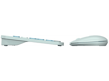 Charger l&#39;image dans la galerie, Clavier et souris bleu clair, vue latérale.
