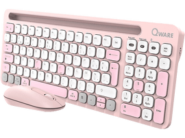 QWARE Clavier sans fil + souris Florence AZERTY Rose (PCB-398PK)