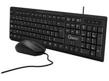 Charger l&#39;image dans la galerie, Ensemble clavier et souris Qware noir sur fond blanc.
