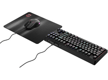 Charger l&#39;image dans la galerie, Clavier, souris et tapis de souris noirs sur fond blanc.
