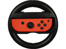 Charger l&#39;image dans la galerie, Volant noir pour console de jeu avec une manette orange.
