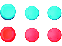 Charger l&#39;image dans la galerie, Six poignées de pouce de joystick en bleu et rouge, six au total, sur fond blanc.
