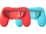 Deux poignées de manette de jeu : Rouge et bleu. Chacune avec une forme de poignée, prête à l'emploi.