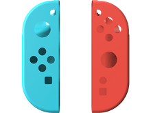 Charger l&#39;image dans la galerie, Deux manettes Nintendo Switch. Une bleue, une rouge. Boutons et joysticks visibles.
