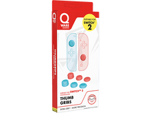 Charger l&#39;image dans la galerie, Poignées de pouce pour manettes Switch 2. Rouge et bleu. Fond noir.
