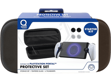 Charger l&#39;image dans la galerie, Kit de protection pour PlayStation Portal, étui noir avec accessoires et un écran, fond blanc.
