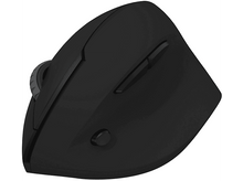Charger l&#39;image dans la galerie, Une souris ergonomique noire avec repose-pouce et boutons.
