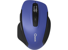 Charger l&#39;image dans la galerie, Une souris sans fil ergonomique bleue avec une molette noire. Le logo est Qware.

