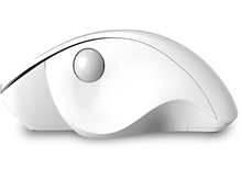 Charger l&#39;image dans la galerie, Une souris ergonomique blanche avec trackball et un design incurvé et épuré.
