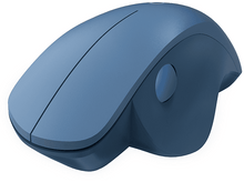 Charger l&#39;image dans la galerie, Souris ergonomique bleue avec une molette de défilement et un bouton, sur fond blanc.
