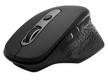 Charger l&#39;image dans la galerie, Souris ergonomique noire avec molette et boutons latéraux, isolée sur fond blanc.
