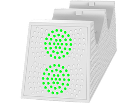 Station de charge blanche pour manettes. Feux verts à l