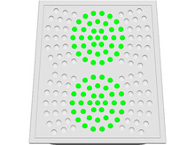 Charger l&#39;image dans la galerie, Carré blanc avec cercles verts. Surface perforée. Cercles verts disposés en deux rangées.
