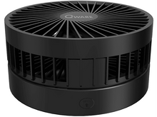 Charger l&#39;image dans la galerie, Ventilateur noir de forme ronde avec une grille sur le dessus, avec la marque QWARE.
