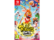 Pochette du jeu Rabbids Party of Legends, avec personnages Rabbids et logo.
