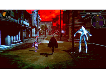 Charger l&#39;image dans la galerie, Une scène de jeu avec un personnage dans une rue sombre combattant des monstres. Le ciel est rouge.
