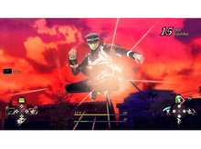 Charger l&#39;image dans la galerie, Un personnage d&#39;un jeu effectue une attaque. L&#39;arrière-plan est un ciel rouge ardent.
