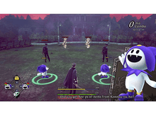 Charger l&#39;image dans la galerie, Écran de jeu montrant des personnages en bataille. L&#39;un est un démon, l&#39;autre un humain en manteau noir.
