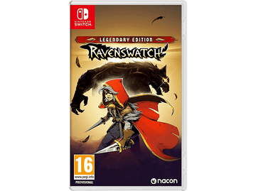 Boîtier de jeu Nintendo Switch : 'Ravenswatch : Legendary Edition'. Illustration : personnage à capuche avec épées, loup-garou.