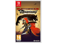 Boîtier de jeu Nintendo Switch : 'Ravenswatch : Legendary Edition'. Illustration : personnage à capuche avec épées, loup-garou.