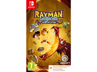 Boîte de jeu Nintendo Switch : 'Rayman Legends' avec un dragon et des personnages dans un cadre coloré.