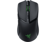 Souris gaming Razer noire. Elle possède une molette verte et le logo Razer.