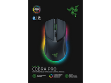 Charger l&#39;image dans la galerie, Souris de jeu Razer Cobra Pro noire sur fond sombre, avec éclairage RVB.
