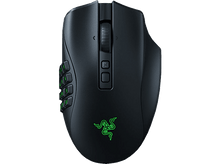 Charger l&#39;image dans la galerie, Souris de jeu noire avec boutons latéraux, molette et logo Razer.
