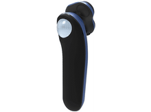 Charger l&#39;image dans la galerie, Un rasoir électrique bleu et noir sur fond blanc. Plusieurs composants sont visibles.
